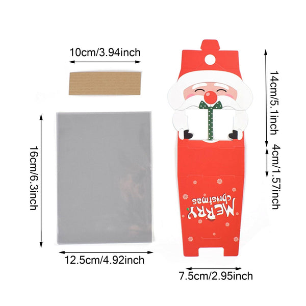 3D Christmas Goody Gift Boxes With Transparent Bags For Holiday Xmas Goodie Paper Boxes, School Classroom Party Favor Supply, Santa Claus Design Candy Treat Cardboard Cookie Box For Xmas G